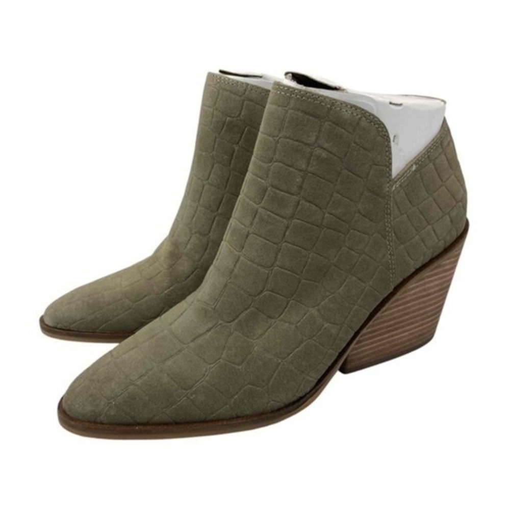 Lucky Brand Womens Size 8.5M‎ Fossilized Jupiter Saucie Boots Suede Croc Chunky